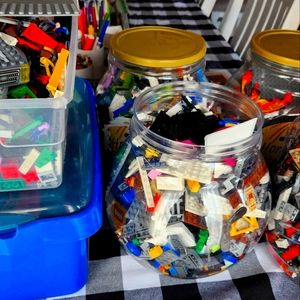 6 large containers filled with legos